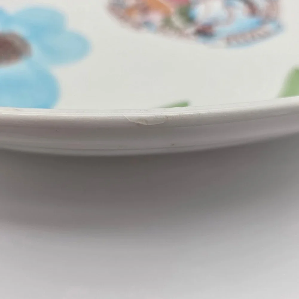 Vintage VillaWare Serving Platter Hand Painted Floral Italian Folk Art Rustic